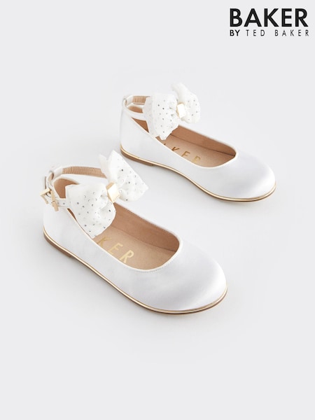 Baker by Ted Baker Girls Tulle Bow Satin Shoes (507816) | 17 € - 18 €