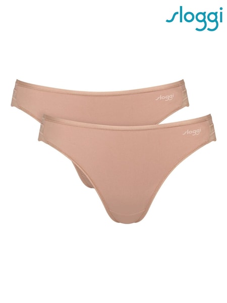 Brown - Sloggi Go Blush High Leg Knickers 2 Pack