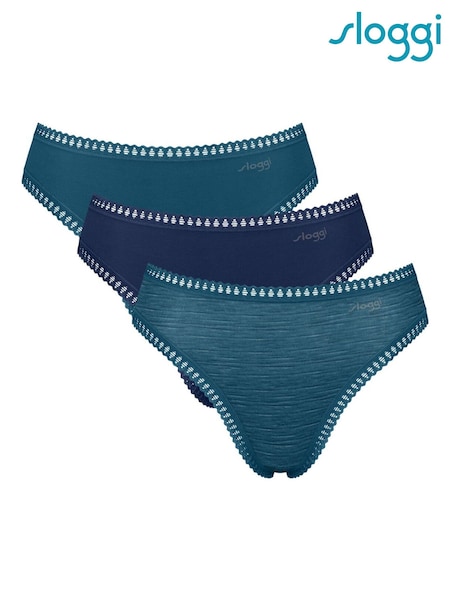 Blå - Sloggi Go Crush High Leg Knickers 3 Pack