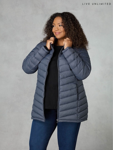 Live Unlimited Grey Curve Chevron Packable Puffer Jacket (509005) | €127