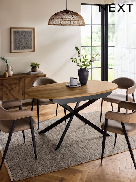 Dark Bronx Oak Effect Oval 6 to 8 Seater Extending Dining Table (509022) | €610