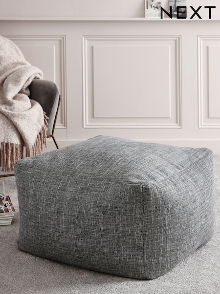 Dark Grey Bouclé Weave Large Pouffe (509300) | 319 QAR