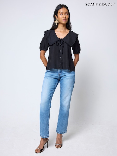 Black - Scamp & Dude Collared Blouse