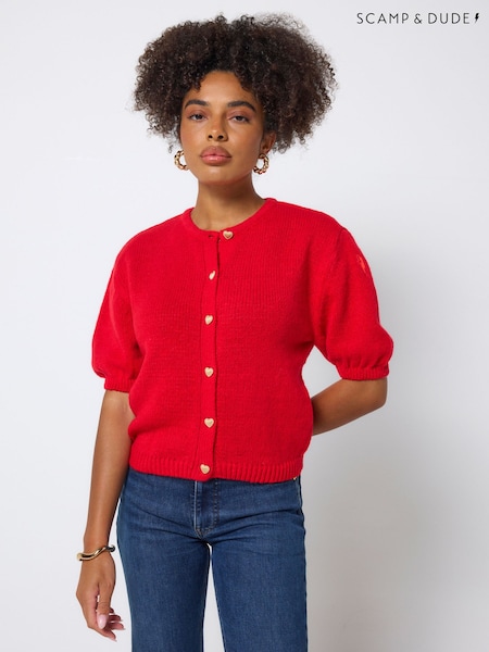 Red - Scamp & Dude Short Sleeve Cardigan