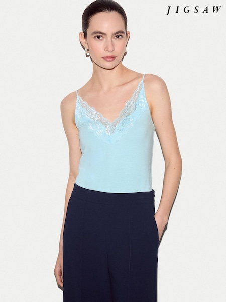 Blue - Jigsaw Modal Lace Camisole