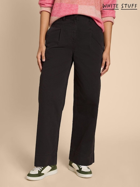 Negru - White Stuff Carlie Pantaloni cargo cu picioare largi (509875) | 260 LEI