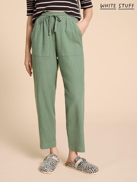 White Stuff Green Elle Linen Blend Trousers (510044) | AZN 163