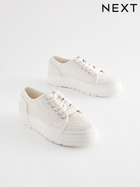 Белый/золотистый - Forever Comfort® Patent Cleated Sole Chunky Trainers (510241) | €21