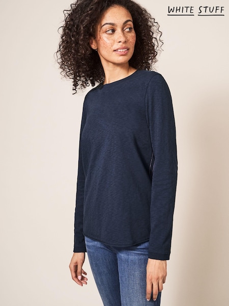 White Stuff Blue Camo Plain Casey Long Sleeve T-Shirt (510398) | AED34