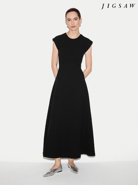 Black - Jigsaw Crinkle Cotton Dress
