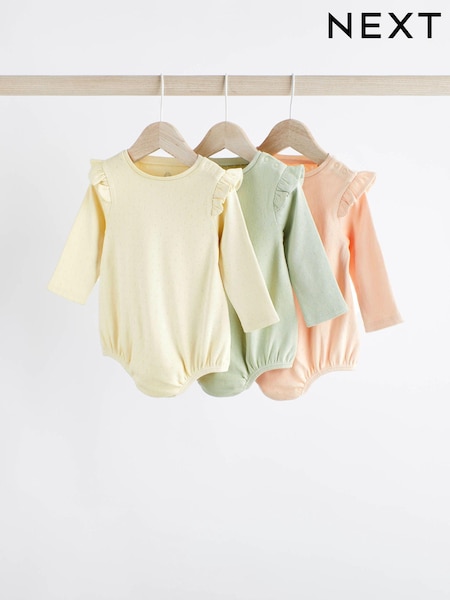 Sage Green Pointelle Baby Bodysuits 3 Pack (510412) | €10.50 - €12