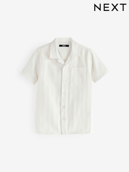 White Short Sleeves Textured Stripe Shirt (3-16yrs) (511268) | €8.50 - €12