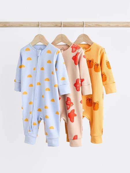 Green/Yellow/Lilac Baby 100% Cotton Sleepsuits 3 Pack (0mths-3yrs) (511515) | € 18 - € 21