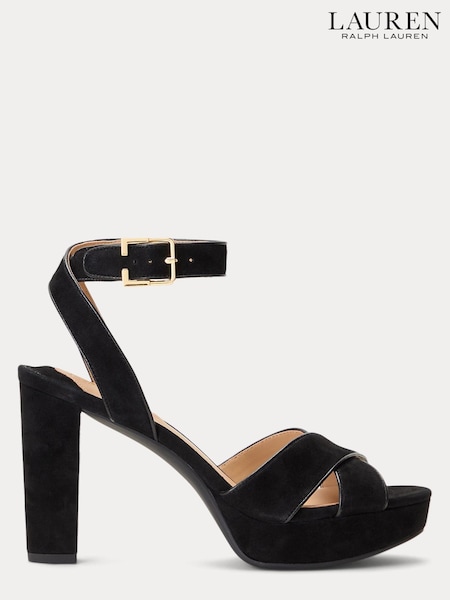 Lauren Ralph Lauren Black Sasha Suede Platform Sandals (511686) | €108
