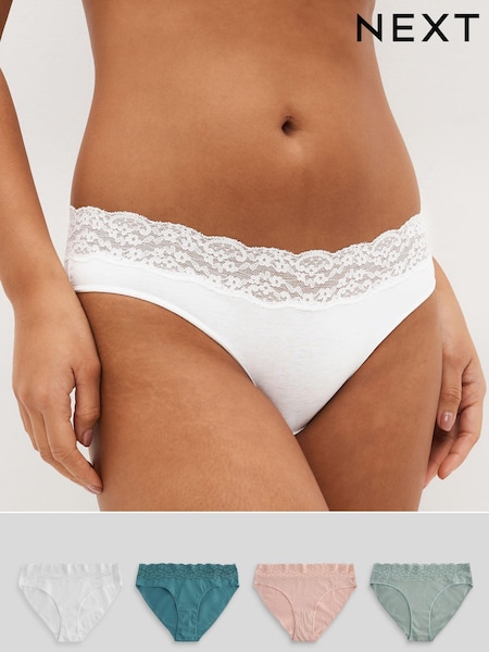 Белый/розовый/зеленый - Lace Knickers 4 Pack (512492) | €17