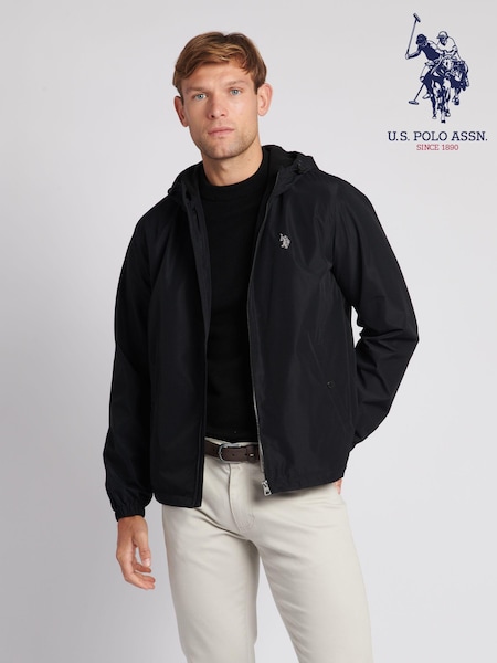 U.S. Polo Assn. Black Zip Through Mens Hooded Coat (512571) | ₪397