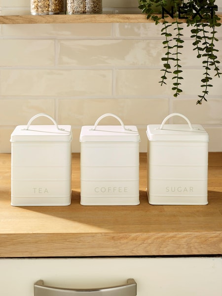 Set of 3 Off White Bowden Storage Tins (512590) | $48