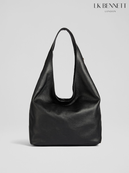 LK Bennett Black Soula Leather Slouchy Shoulder Bag (513226) | ₪1,303