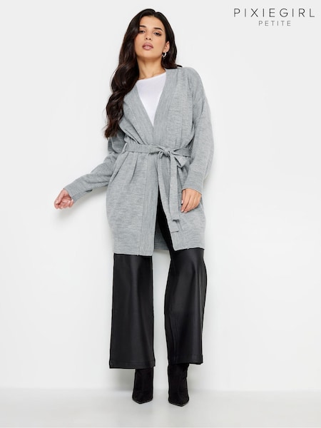 PixieGirl Petite Grey Belted Midi Cardigan (513278) | 168 QAR