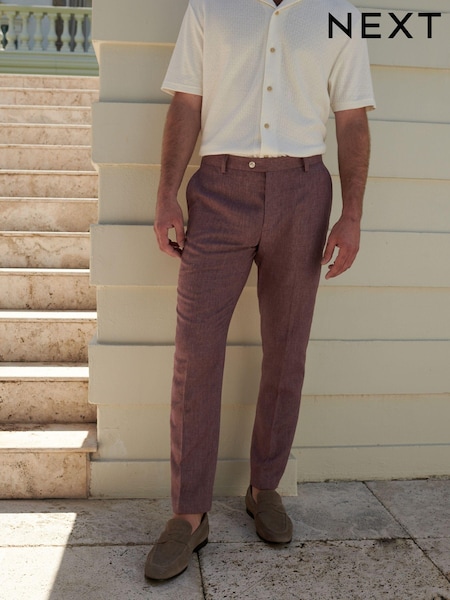 Pink Slim Fit Linen Blend Suit Trousers (513330) | €11