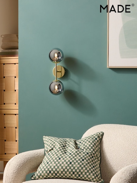 MADE.COM Gold/Smoke Grey Globe Wall Light (513566) | €80