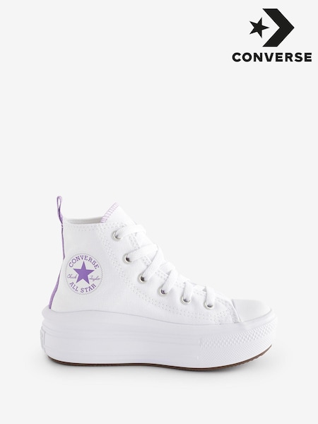 أبيض/أرجواني - Converse Move Platform High Top Junior Trainers (513886) | ‏27 ر.ع.‏
