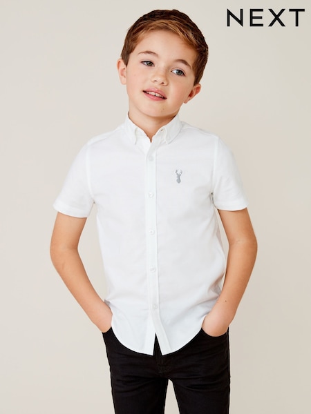 Alb - Mânecă scurtă Cotton Rich Oxford Shirt (3-16yrs) (514066) | 74 LEI - 112 LEI