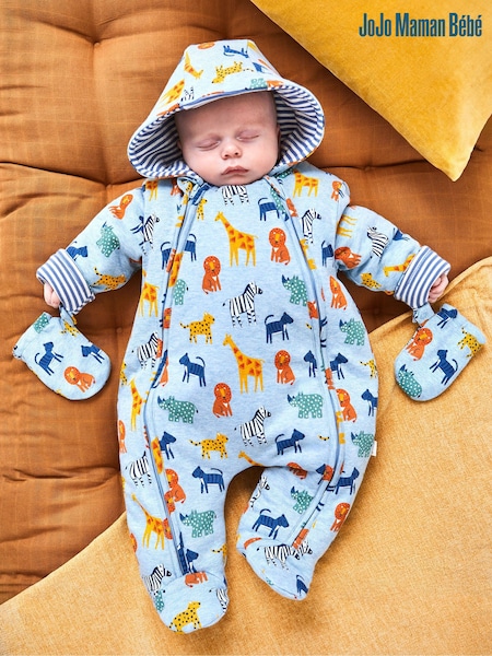 JoJo Maman Bébé Blue Safari Print Pramsuit (514819) | €58