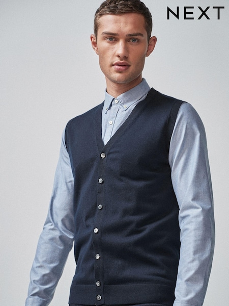 Navy Blue Regular Sleeveless Cardigan (514828) | €8
