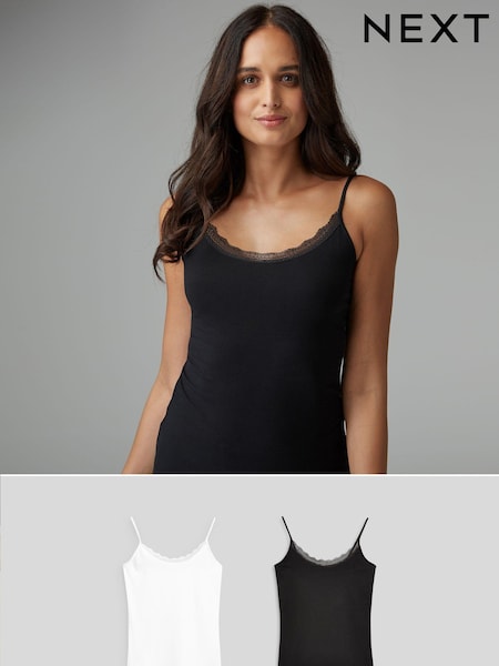 Black/White Lace Trim Vests 2 Pack (514990) | €15
