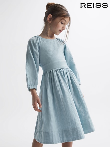 Reiss Blue Hannah 4-9 yrs 100% Cotton Bow Back Dress (515136) | €30