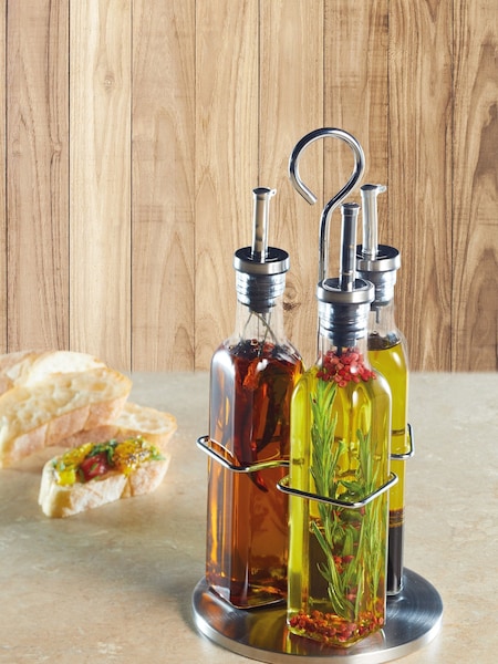 Clear 270ml Three Bottle Oil And Vinegar Set With Stand (515346) | €28