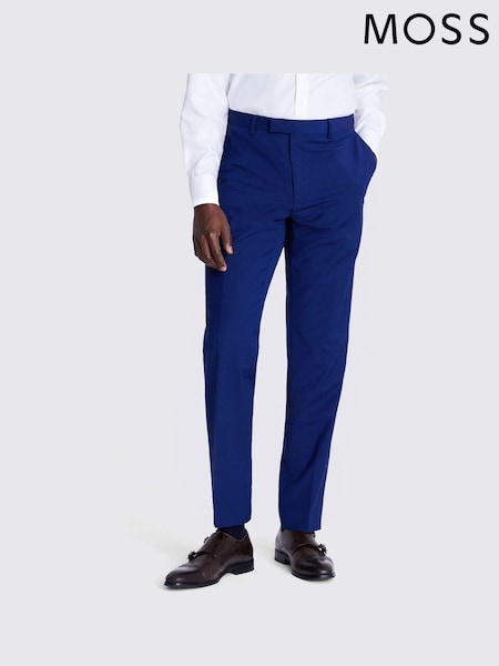MOSS Royal Blue Tailored Fit Performance Suit Trousers (515707) | 178 QAR
