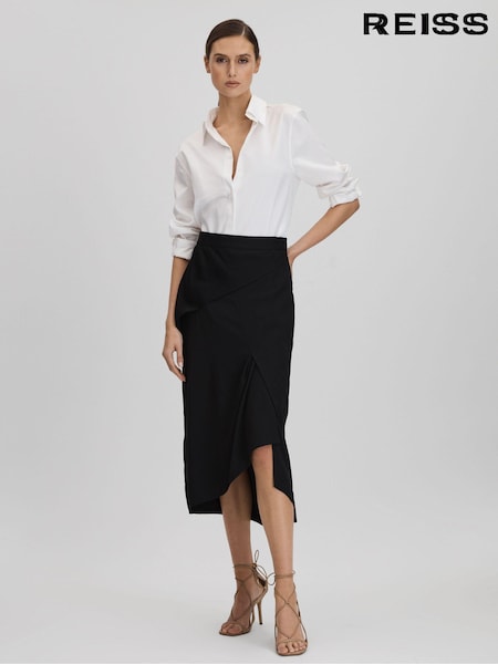 Reiss Zaria High Rise Draped Midi Skirt (516021) | ‏1,079‏₪