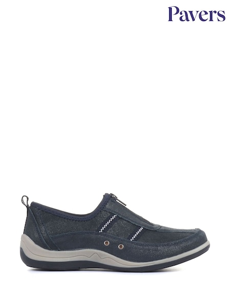 Pavers Navy Womens Casual Leather Shoes (516086) | ₪166