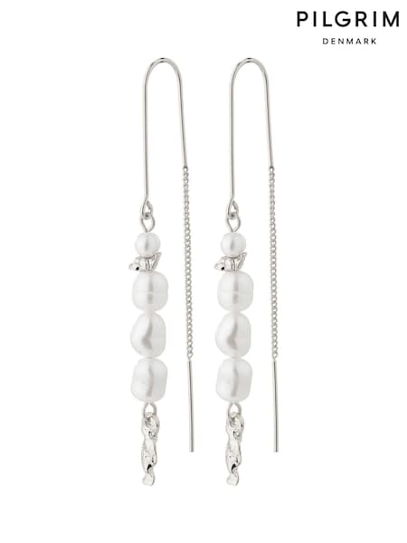 PILGRIM Silver Tone Berthe Dangle Pearl Earrings (516402) | €46