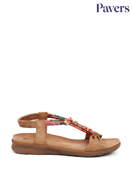 Pavers Brown Pavers Embellished Flat Black Sandals (516671) | R$ 325