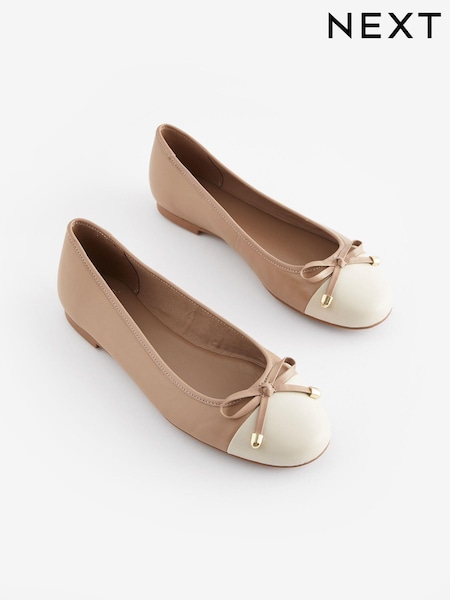 Camel Forever Comfort® Round Toe Leather Ballerina Shoes (516705) | $54