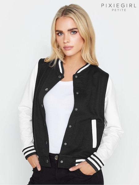 PixieGirl Petite Black Varsity Bomber Jacket (516761) | AED192