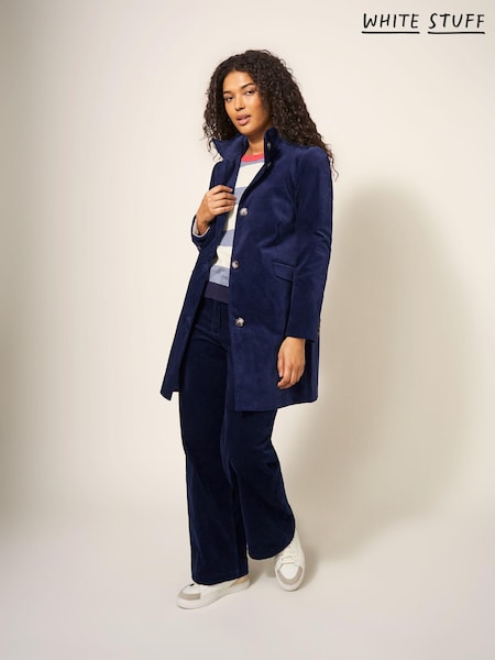 White Stuff Blue Karla Velvet Coat (516900) | 404 QAR