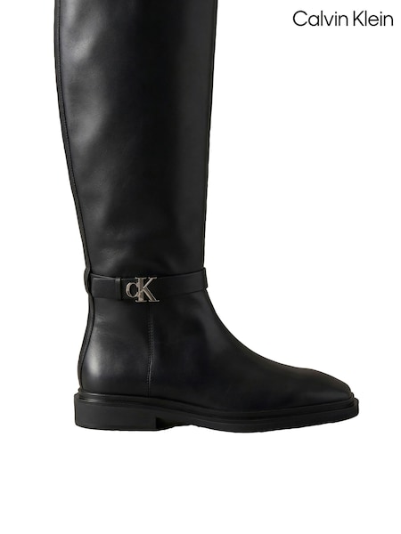 Μαύρο - Calvin Klein Leather Signature Knee-high Boots