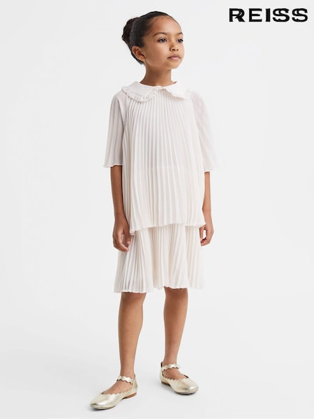 Reiss Ivory Nadia 4-9 yrs Pleated Collared Tiered Dress (517858) | €107