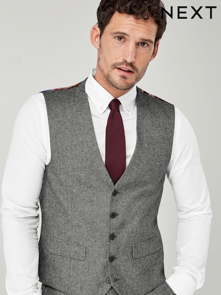 Grey Regular Fit Donegal Suit Waistcoat (518037) | €63