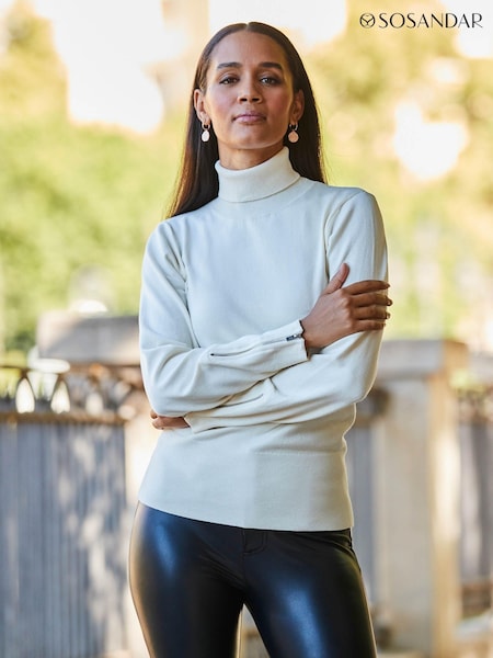 Sosandar White Roll Neck Zip Detail Jumper (518722) | €27