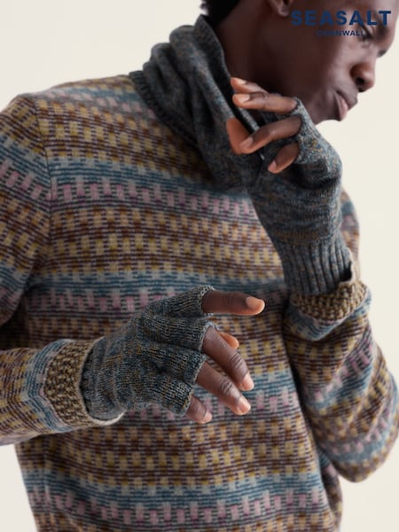 أزرق - Regular Seasalt Cornwall Neot Fingerless Gloves