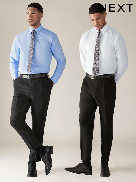 White/Blue Regular Fit Shirt And Tie Set 2 Pack (518873) | 166 QAR