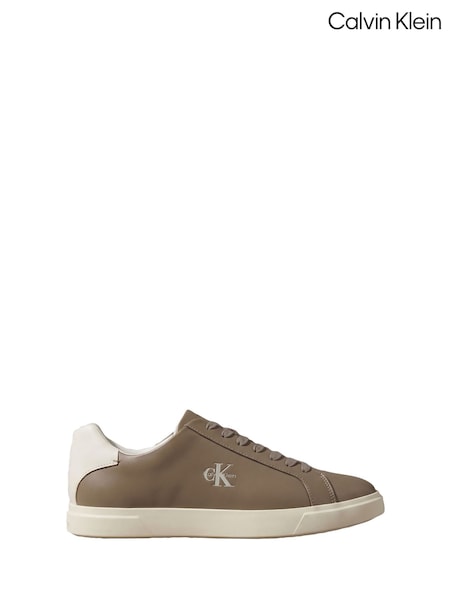 Brown - Regular Calvin Klein Leather Signature Logo Trainers