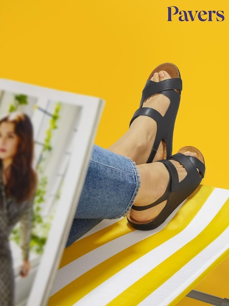 Pavers Black Ladies Touch Fasten Sandals (518998) | €44