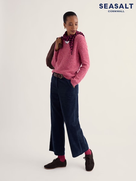 وردي - Seasalt Cornwall Dawson Pick V-neck Wool Blend Jumper
