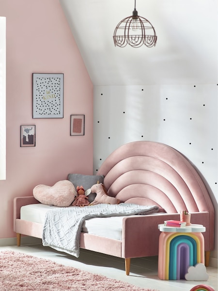 Opulent Velvet Blush Pink Kids Rainbow Upholstered Daybed (519059) | €875
